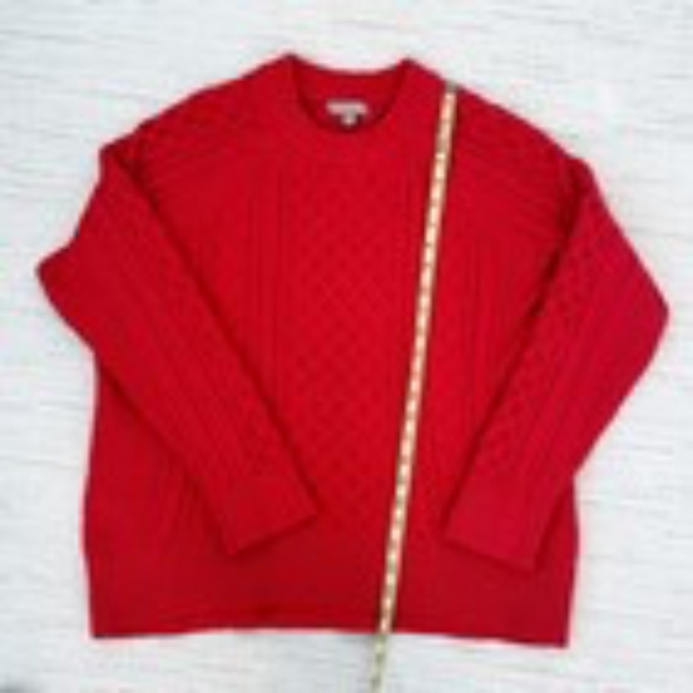 J. CREW Cable Knit Women’s XL Red Sweater Holiday Fisherman Nautical Preppy Cozy - Picture 5 of 11